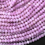 AAA Natural Kunzite  Faceted Rondelle 4mm Beads Real Genuine Violet Purple Pink Kunzite Gemstone 15.5" Strand