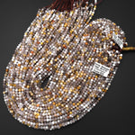 Micro Faceted Natural Yellow Botswana Agate 4mm Round Beads Laser Diamond Cut Gemstone 15.5" Strand