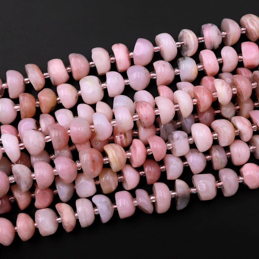 Large Natural Peruvian Pink Opal Freeform Pebble Nugget Rounded Beads 12mm Gemstone 15.5" Strand