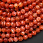 Faceted Natural Orange Red Botswana Agate Round Beads 6mm 8mm 10mm 15.5" Strand