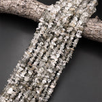 Natural Green Tourmaline Rutile Quartz Freeform Chip Pebble Nugget Beads Gemstone 15.5" Strand