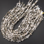 Natural Green Tourmaline Rutile Quartz Freeform Chip Pebble Nugget Beads Gemstone 15.5" Strand