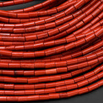 Natural Red Jasper 4x2mm Small Thin Smooth Spacer Tube Beads 15.5" Strand