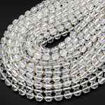 Faceted Natural Clear Rock Crystal Quartz 8mm Beads Energy Prism Double Terminated Point Cut 15.5" Strand
