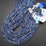 Natural Golden Blue Kyanite Faceted 4mm Round Beads 15.5" Strand