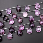 Natural Purple Pink Fluorite Teardrop Beads 12x16mm Good for Earring Making 15.5" Strand