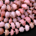 Large Natural Peruvian Pink Opal Freeform Pebble Nugget Rounded Beads 12mm Gemstone 15.5" Strand