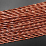 AAA Sparkling Gold Sandstone Aka Goldstone 4x2mm Small Thin Smooth Spacer Tube Beads 15.5" Strand