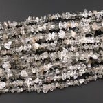 Natural Green Tourmaline Rutile Quartz Freeform Chip Pebble Nugget Beads Gemstone 15.5" Strand