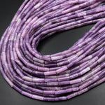 Natural Lilac Purple Lepidolite Thin Long Tube Beads 15.5" Strand
