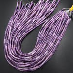 Natural Lilac Purple Lepidolite Thin Long Tube Beads 15.5" Strand