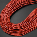 Natural Red Jasper 4x2mm Small Thin Smooth Spacer Tube Beads 15.5" Strand