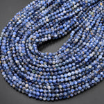 Natural Golden Blue Kyanite Faceted 4mm Round Beads 15.5" Strand