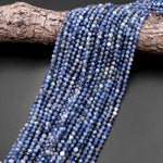 Natural Golden Blue Kyanite Faceted 4mm Round Beads 15.5" Strand