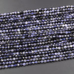 Natural Blue Iolite Faceted 4mm Round Gemstone Beads 15.5" Strand