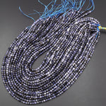 Natural Blue Iolite Faceted 4mm Round Gemstone Beads 15.5" Strand