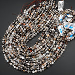 Faceted Tibetan Brown Fire Agate 6mm Round Beads 15" Strand