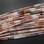 Natural Mauve Phantom Quartz Thin Long Tube Beads 14mm 15.5" Strand
