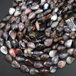 AAA Faceted Natural Botswana Agate Teardrop Beads Vertically Drilled 15.5" Strand