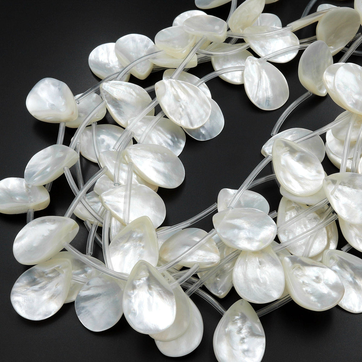 AAA Iridescent Carved Natural White Mother of Pearl Shell Moon Beads 8 –  Intrinsic Trading