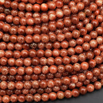 AAA Sparkling Gold Sandstone Aka Goldstone 4mm Smooth Round Beads 15" Strand
