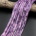 Natural Lilac Purple Lepidolite Thin Long Tube Beads 15.5" Strand