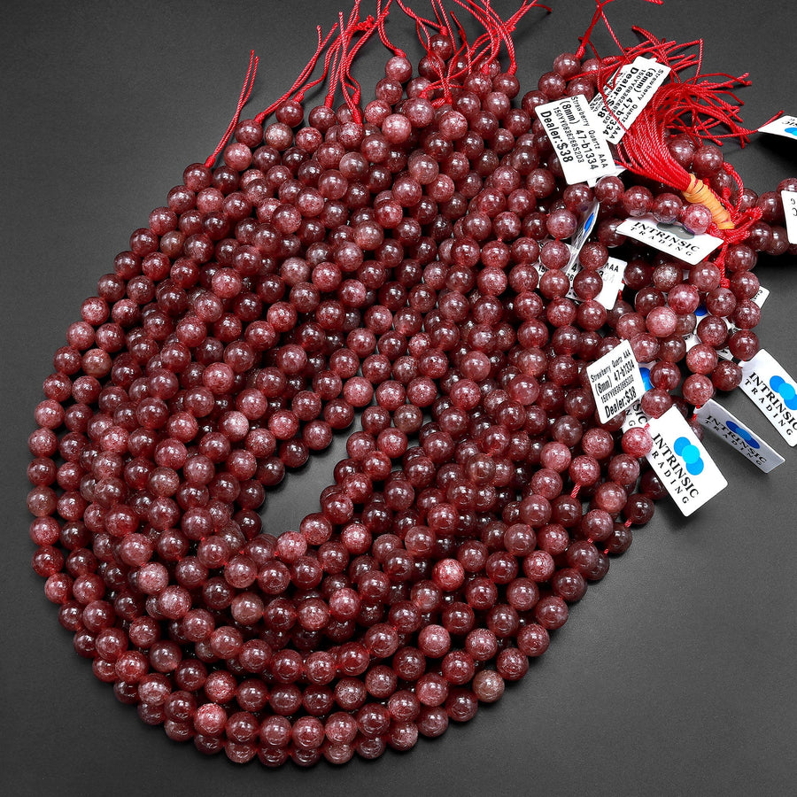 AAA Natural Red Strawberry Quartz 8mm 10mm Round Beads From South Africa 15.5" Strand
