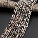 Faceted Tibetan Brown Fire Agate 6mm Round Beads 15" Strand