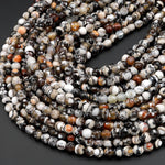 Faceted Tibetan Brown Fire Agate 6mm Round Beads 15" Strand