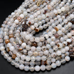 Faceted Natural Montana Agate 8mm Round Beads 15.5" Strand