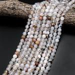 Faceted Natural Montana Agate 8mm Round Beads 15.5" Strand