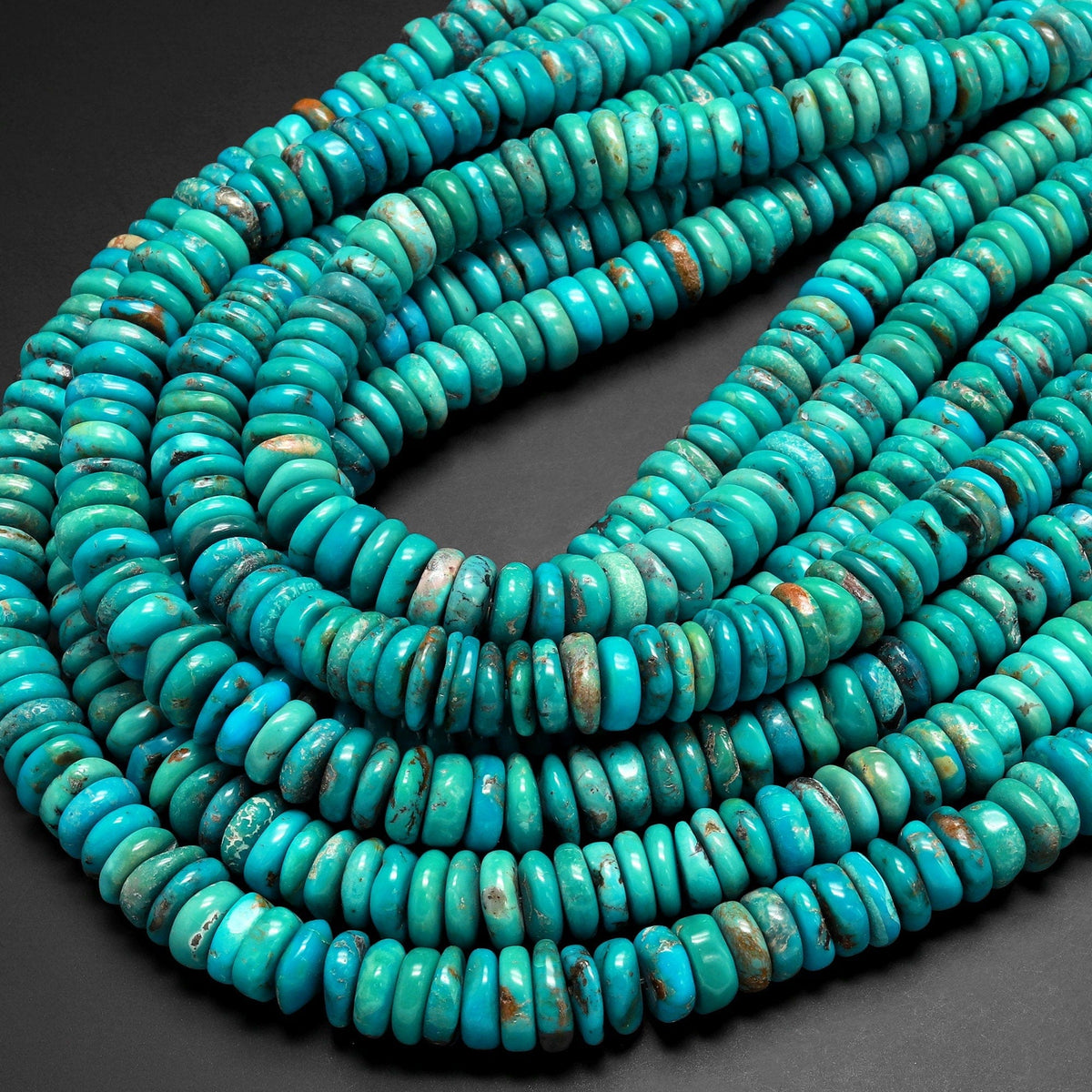 RARE Number 8 Turquoise BIG THICK Blue Heishi Beads 8mm (package of 10  beads)