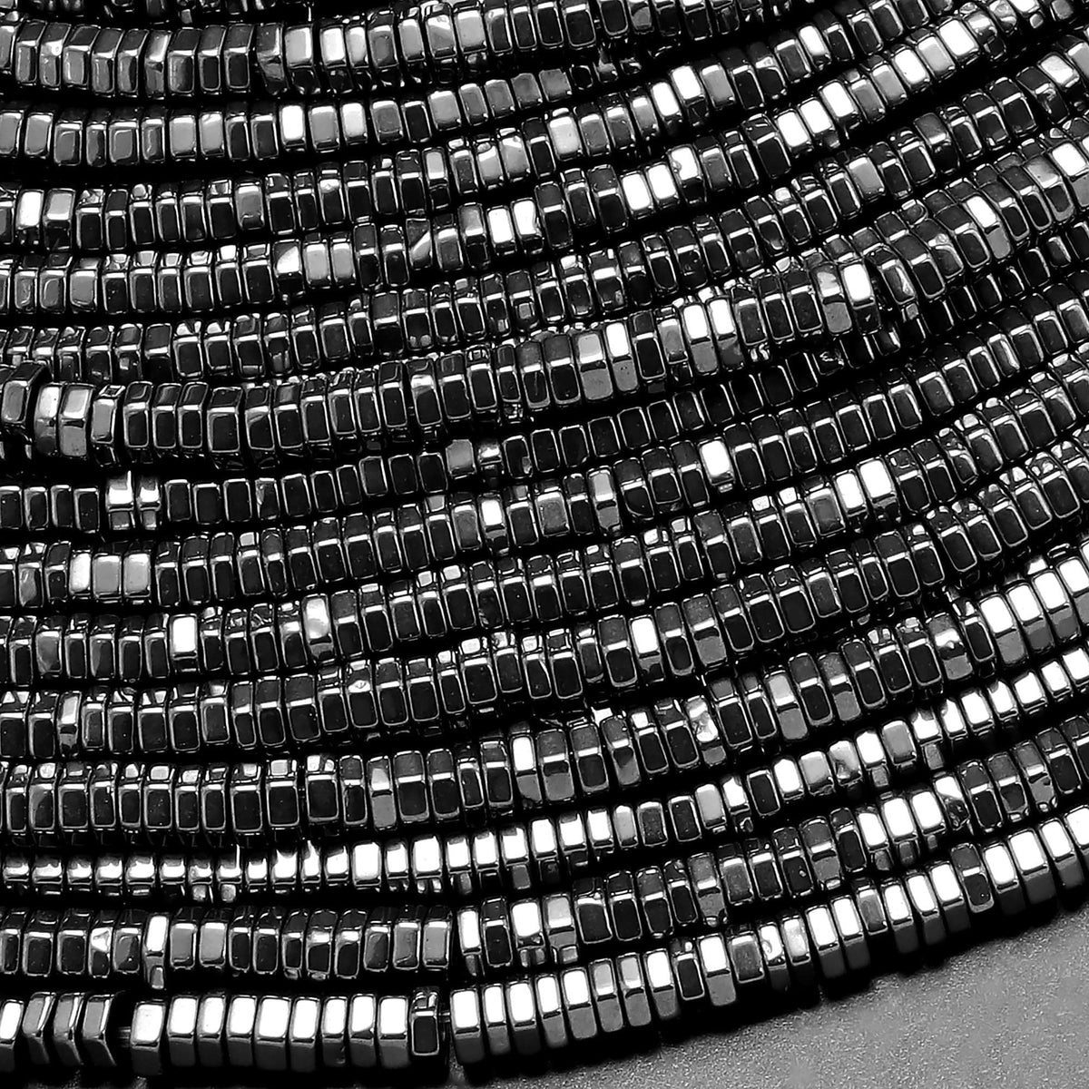 Natural Black Hematite Hexagon Beads Center Drilled Faceted Spacers 2m