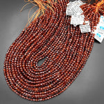 AAA Natural Orange Hessonite Garnet Faceted 4mm Cube Beads 15.5" Strand
