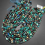 Natural Chrysocolla Azurite Freeform Oval Pebble Nugget Beads Gemstone From Arizona 15.5" Strand
