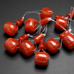 Red Fire Agate Guru Beads Three Holes T-Beads Mala Making Prayer Beads Cones 12mm
