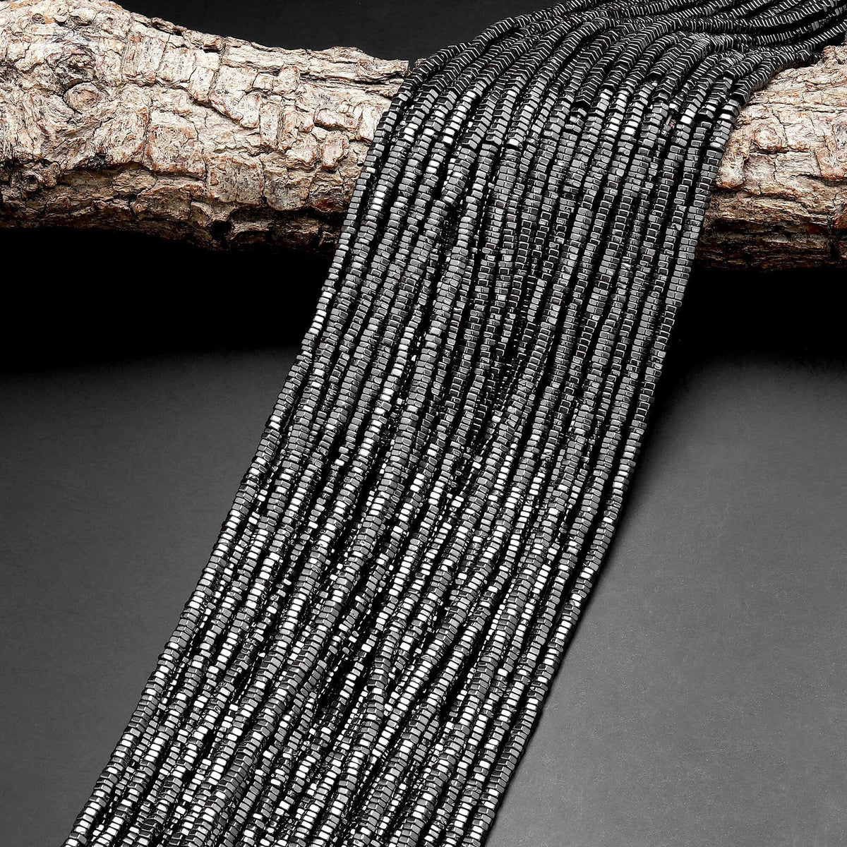 Natural Black Hematite Hexagon Beads Center Drilled Faceted Spacers 2m