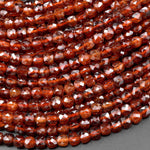 AAA Natural Orange Hessonite Garnet Faceted 4mm Cube Beads 15.5" Strand