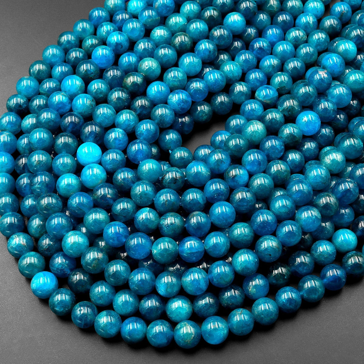 AAA Natural Teal Blue Apatite 4mm 6mm 8mm 10mm Round Beads 15.5