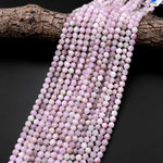 Natural Kunzite Faceted 5mm 6mm Round Beads Laser Diamond Cut Real Genuine Violet Purple Kunzite Gemstone 15.5" Strand