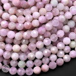Natural Kunzite Faceted 5mm 6mm Round Beads Laser Diamond Cut Real Genuine Violet Purple Kunzite Gemstone 15.5" Strand