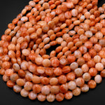 Genuine Natural Orange Calcite Beads 10mm Smooth Coin Gemstone 15.5" Strand