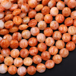 Genuine Natural Orange Calcite Beads 10mm Smooth Coin Gemstone 15.5" Strand