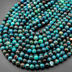 AAA Rare Genuine Natural Shattuckite 6mm 8mm 10mm 12mm 14mm 16mm Round Beads Azurite Chrysocolla Malachite Gemstone from Congo 15.5" Strand