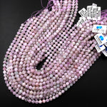 Natural Kunzite Faceted 5mm 6mm Round Beads Laser Diamond Cut Real Genuine Violet Purple Kunzite Gemstone 15.5" Strand