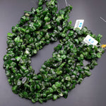 Natural Green Chrome Diopside Freeform Pebble Drop Nugget Beads 15.5" Strand