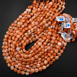 Genuine Natural Orange Calcite Beads 10mm Smooth Coin Gemstone 15.5" Strand