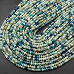 UV Reactive Faceted 4mm Natural Azurite Sodalite in Calcite Rondelle Beads Gemstone 15.5" Strand