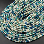 UV Reactive Faceted 4mm Natural Azurite Sodalite in Calcite Cube Beads Gemstone 15.5" Strand