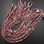 Matte Tibetan Red Black Fire Agate Bamboo Stem Tube Beads 15" Strand